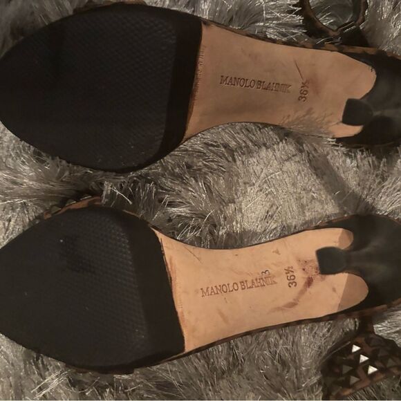 Manolo blahnik shoes animal print heels cuff ankle dress shoes studded sandals - Picture 5 of 9